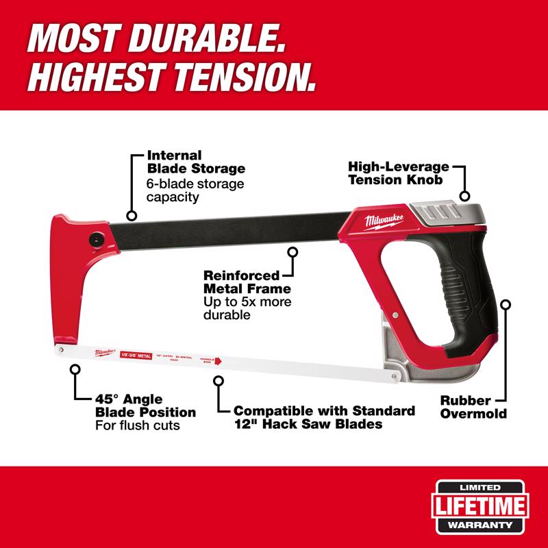 Milwaukee 12 in. Bi-Metal High Tension Hacksaw Red 1 pc