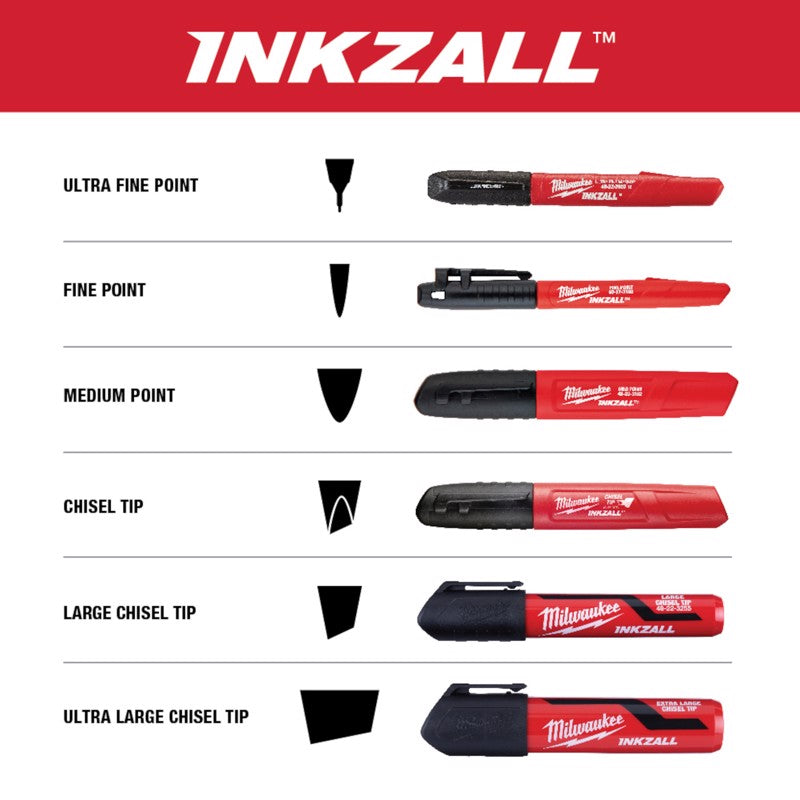 Milwaukee INKZALL Assorted Fine Tip Jobsite Marker 4 pk