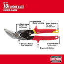 Milwaukee 10 in. Forged Alloy Steel Straight Serrated Offset Aviation Snips 22 Ga. 1 pk