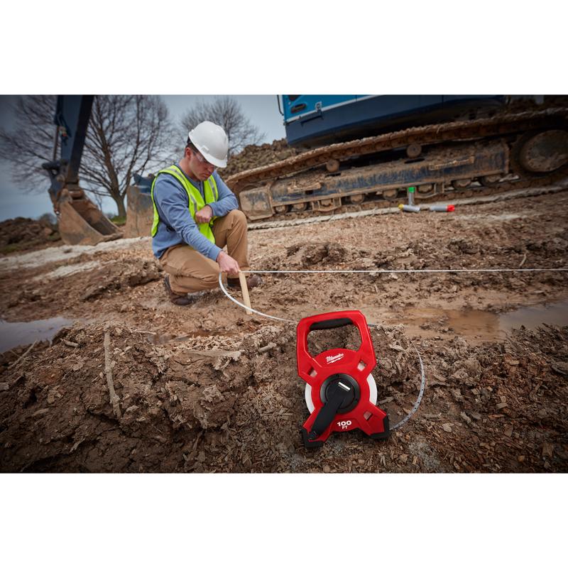 Milwaukee 100 ft. L X 1.75 in. W Open Reel Long Tape Measure 1 pk
