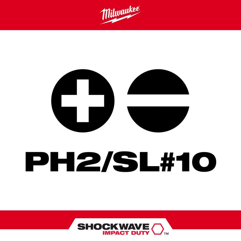 Milwaukee Shockwave Phillips/Slotted PH2/SL