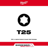 Milwaukee Shockwave Torx T25 X 3-1/2 in. L Impact Power Bit Steel 1 pc