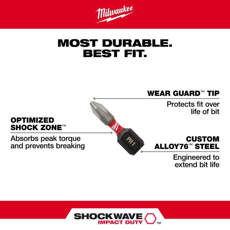 Milwaukee Shockwave Hex 1 in. L Impact Insert Bit Set Steel 8 pc