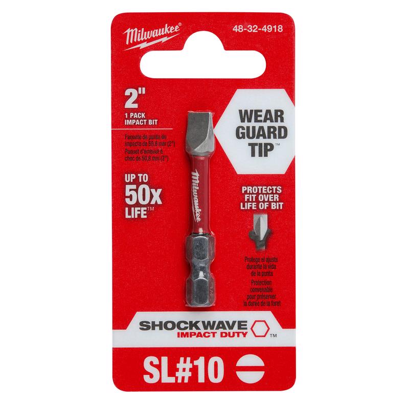 Milwaukee Shockwave Slotted 1/4 in. X 2 in. L Impact Power Bit Steel 1 pc