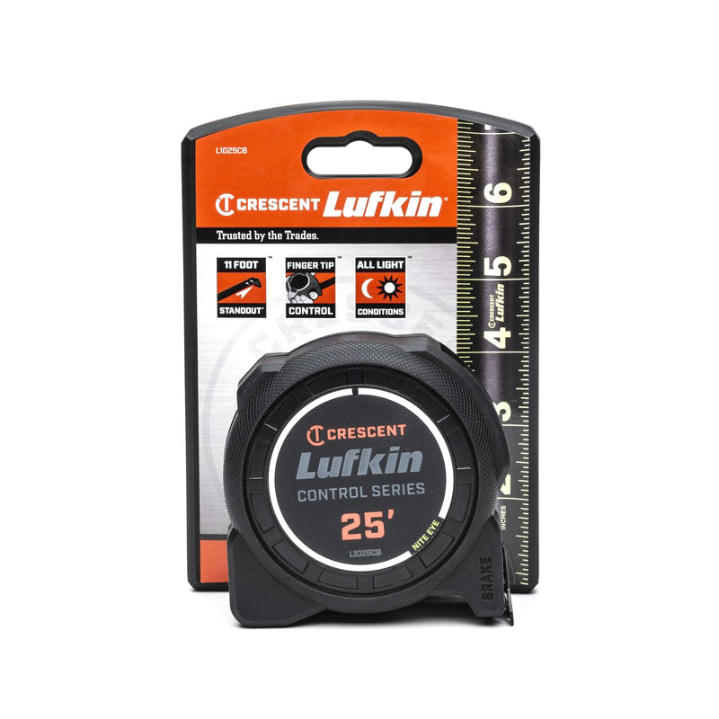 Crescent Lufkin 25 ft. L X 1-3/16 in. W Control Series Black Blade Tape Measure