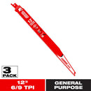 Diablo Demo Demon 12 in. Carbide Tipped Reciprocating Saw Blade 6/9 TPI 3 pk