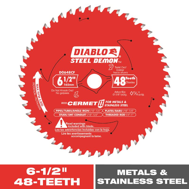 Diablo Steel Demon 6-1/2 in. D X 5/8 in. Cermet Metal Saw Blade 48 teeth 1 pk