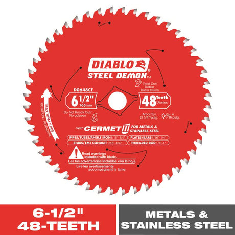 Diablo Steel Demon 6-1/2 in. D X 5/8 in. Cermet Metal Saw Blade 48 teeth 1 pk
