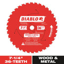 Diablo Wood & Metal 7-1/4 in. D X 5/8 in. TiCo Hi-Density Carbide Circular Saw Blade 36 teeth 1 pk