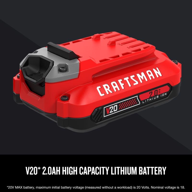 Craftsman V20 CMCB202-2CK 2 Ah Lithium-Ion Starter Kit 3 pc