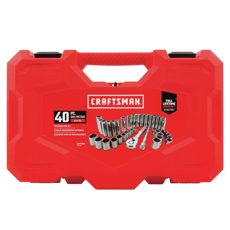 Craftsman 3/8 in. drive Metric and SAE 6 Point Mechanic's Tool Set 40 pc