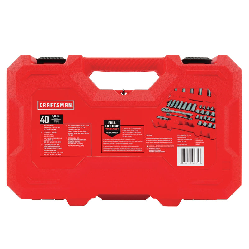Craftsman 3/8 in. drive Metric and SAE 6 Point Mechanic's Tool Set 40 pc