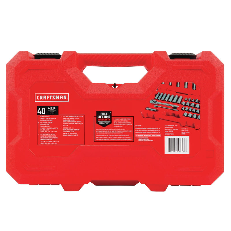 Craftsman 3/8 in. drive Metric and SAE 6 Point Mechanic's Tool Set 40 pc