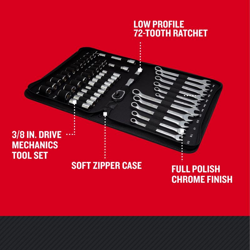 Craftsman 3/8 in. drive Metric and SAE 6 Point Mobile Mechanic's Tool Set 47 pc