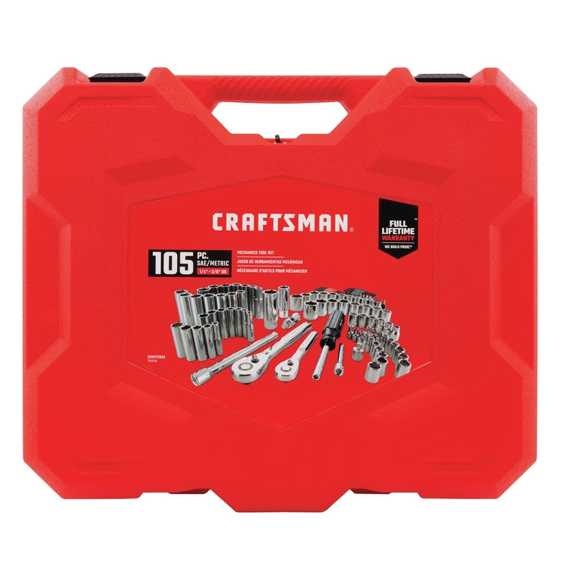 Craftsman 1/4 and 3/8 in. drive Metric and SAE 6 Point Mechanic's Tool Set 105 pc