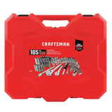 Craftsman 1/4 and 3/8 in. drive Metric and SAE 6 Point Mechanic's Tool Set 105 pc