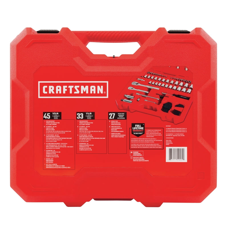 Craftsman 1/4 and 3/8 in. drive Metric and SAE 6 Point Mechanic's Tool Set 105 pc