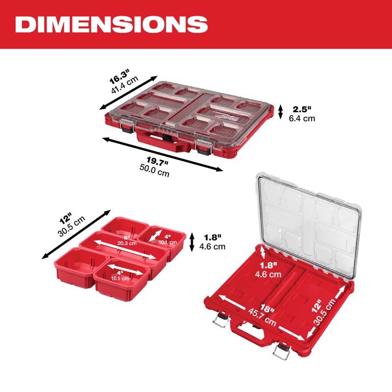 Milwaukee PACKOUT Organizer Impact-Resistant Poly 10 compartments Red