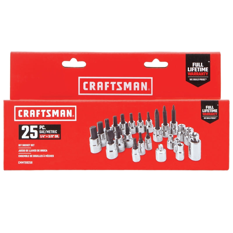 Craftsman 1/4 and 3/8 in. drive 6 Point Socket and Bit Set 25 pc