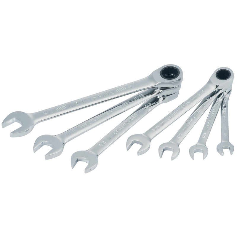 Craftsman 12 Point SAE Ratcheting Combination Wrench Set 7 pc