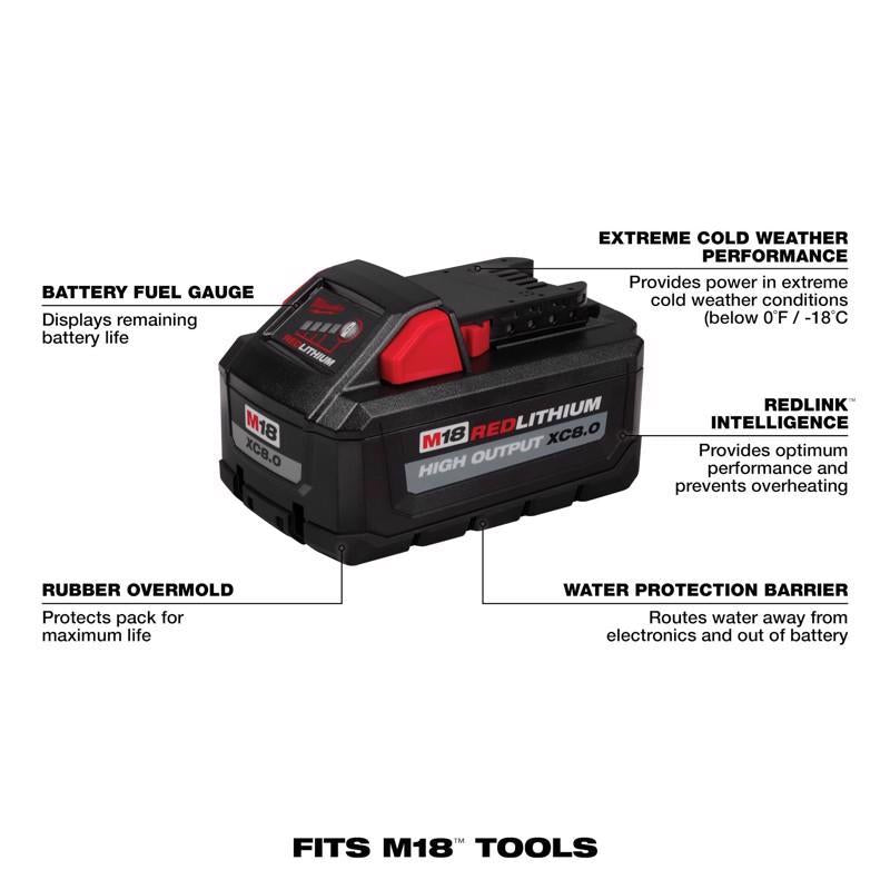 Milwaukee M18 XC8.0 8 Ah Lithium-Ion High Output Battery Pack 1 pc