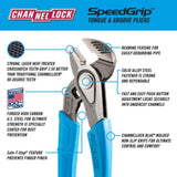 Channellock SpeedGrip 9.5 in. Carbon Steel Push Button Tongue and Groove Pliers
