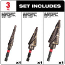 Milwaukee Shockwave 3/16 to 1 in. High Speed Steel Impact Step Bit Set Quick-Change Hex Shank 3 pc