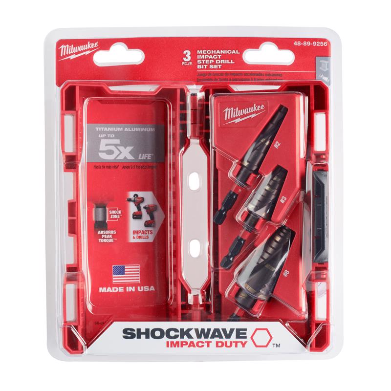 Milwaukee Shockwave 3/16 to 1 in. High Speed Steel Impact Step Bit Set Quick-Change Hex Shank 3 pc