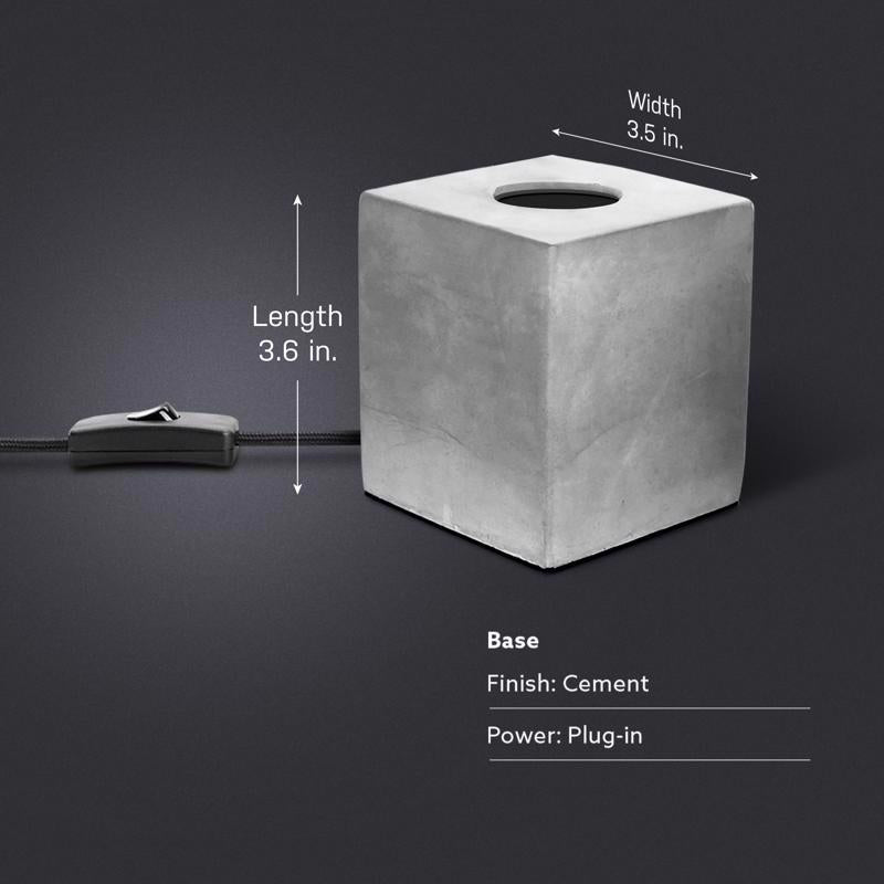 Feit 3.6 in. Concrete Beige/White Cube Lamp Base