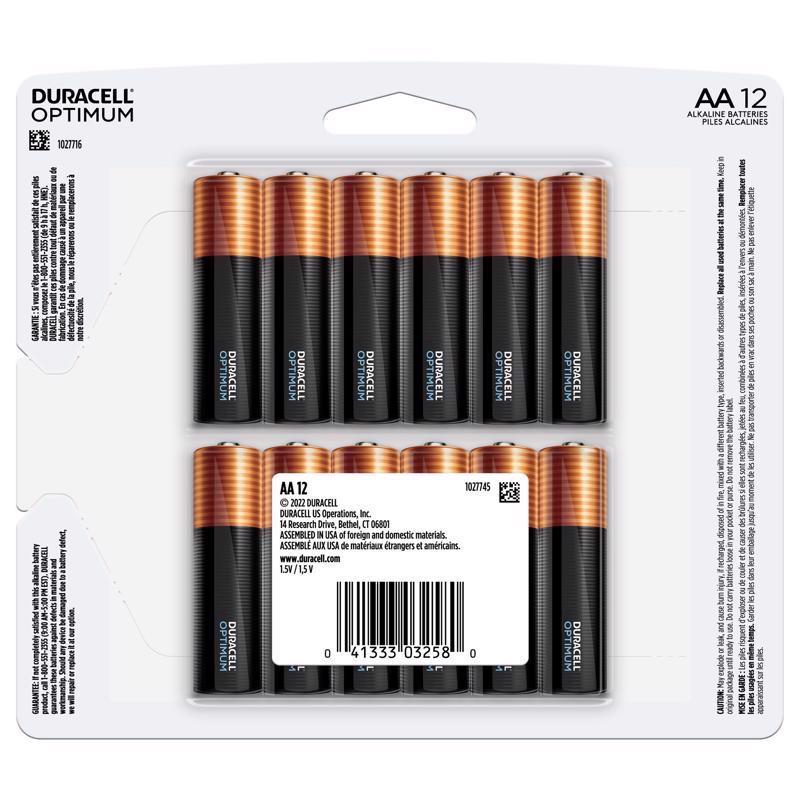 Duracell Optimum AA Alkaline Batteries 12 pk Carded