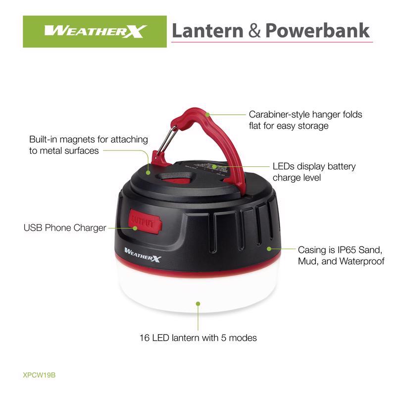 WeatherX Multicolored LED Lantern/Power Bank