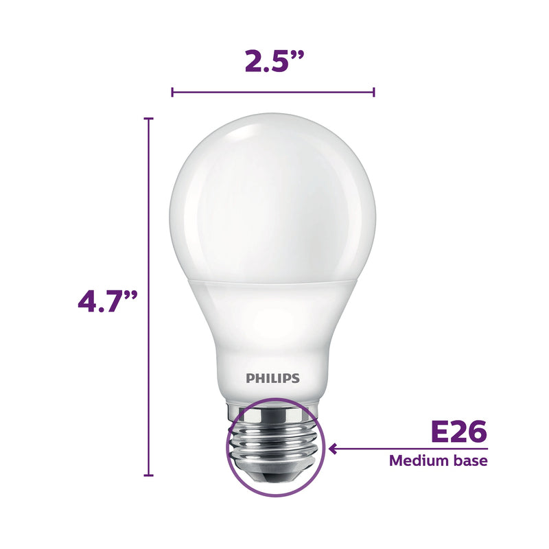 Philips A19 E26 (Medium) LED Bulb Warm White 60 Watt Equivalence 1 pk