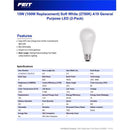 Feit LED A19 E26 (Medium) LED Bulb Soft White 100 Watt Equivalence 2 pk