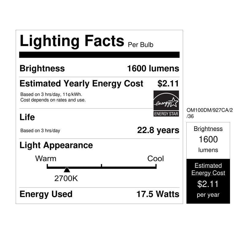 Feit LED A19 E26 (Medium) LED Bulb Soft White 100 Watt Equivalence 2 pk