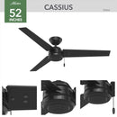 Hunter Cassius 52 in. Matte Black Outdoor Ceiling Fan
