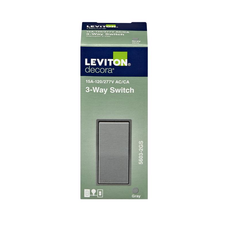 Leviton Decora 15 amps Three Pole Rocker AC Quiet Switch Gray 1 pk