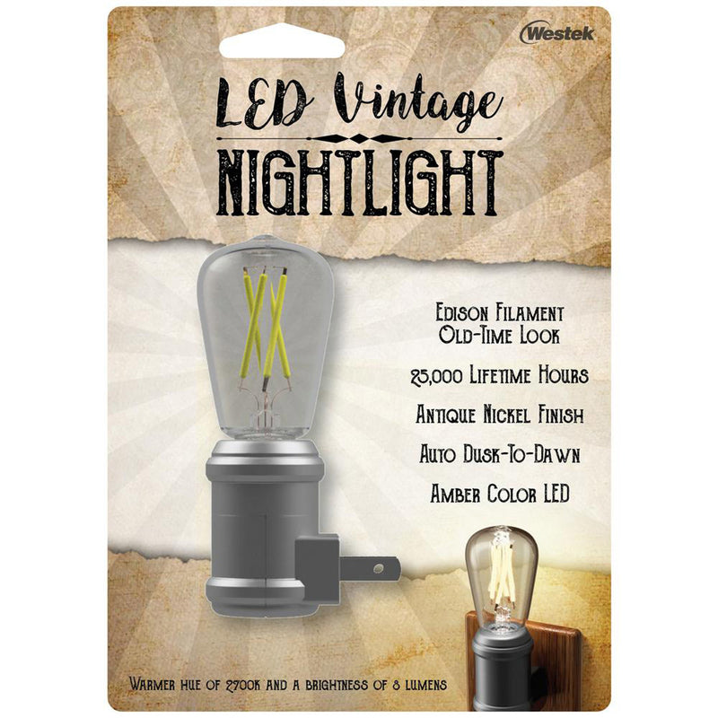 Westek Automatic Plug-in Vintage Edison Aged Nickel LED Night Light