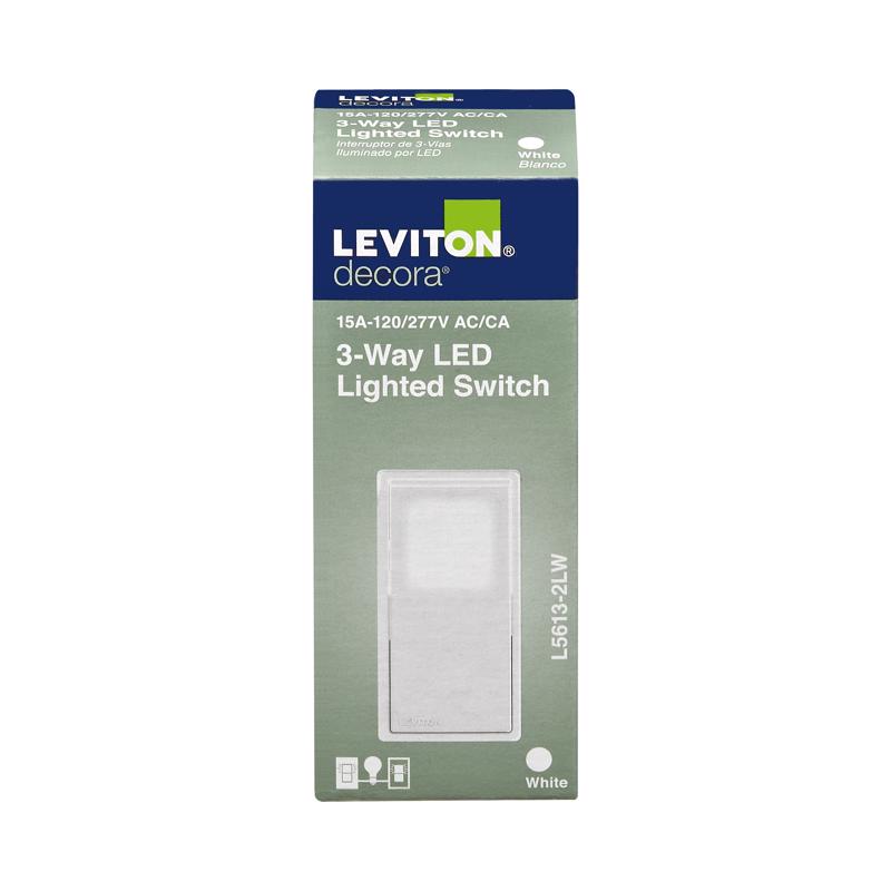 Leviton Decora 15 amps Three Pole Rocker 3-Way Illuminated Switch White 1 pk