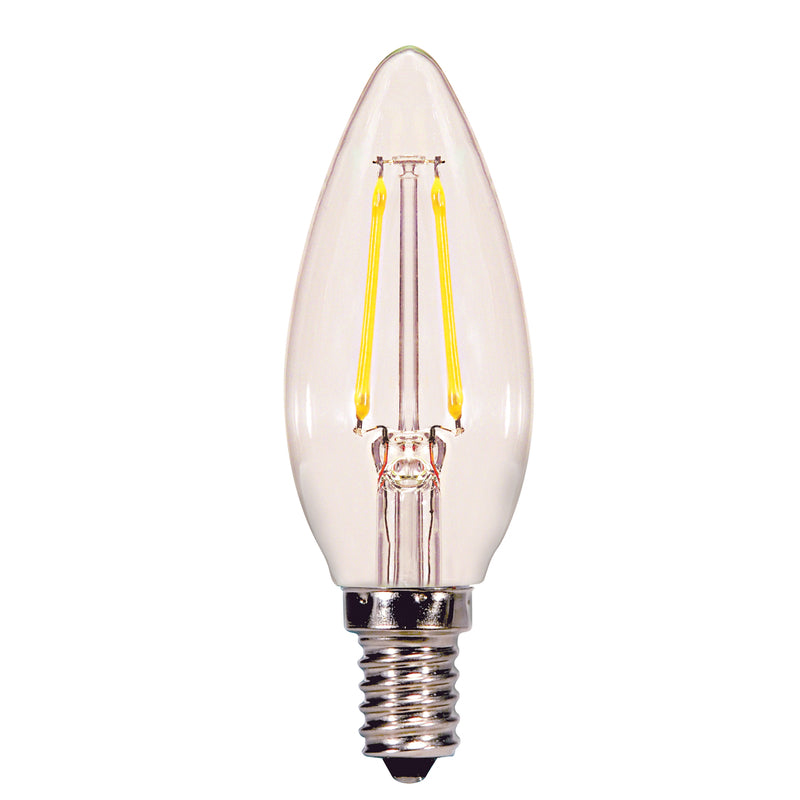 Satco B11 E12 (Candelabra) Filament LED Bulb Warm White 60 Watt Equivalence 2 pk