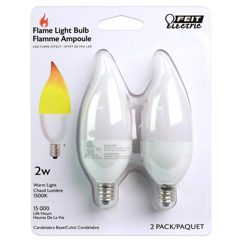 LED FLAME TIP E12 2W 2PK