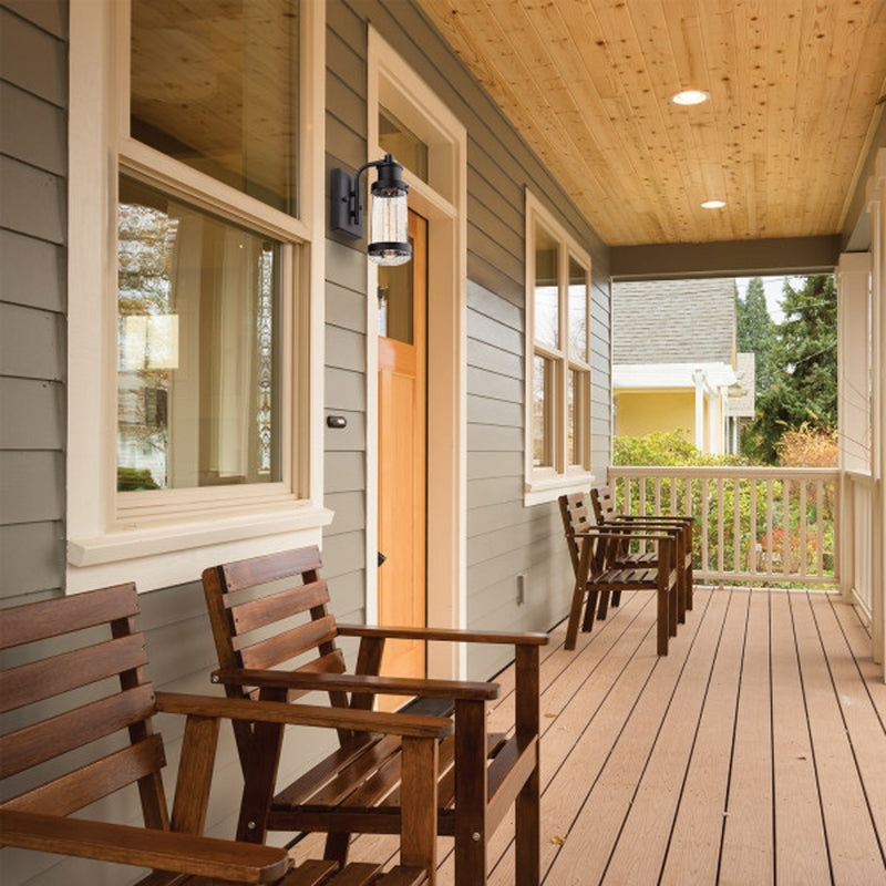 Globe Electric Vintage 1-Light Matte Black Bennett Wall Sconce