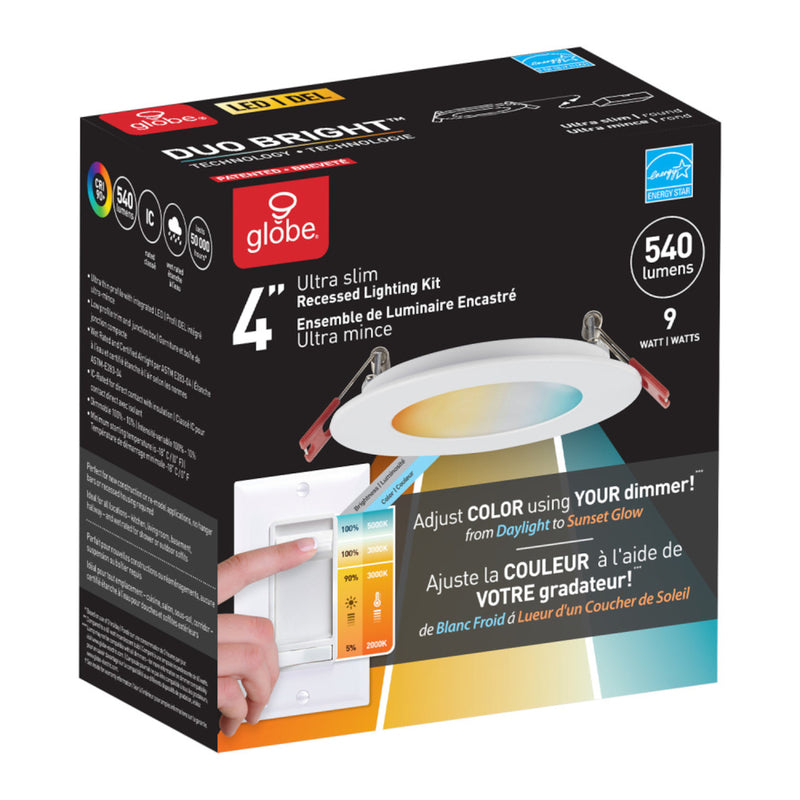 Globe Electric Ultra Slim Energy Star White 4 in. W Plastic LED Canless Recessed Downlight 9 W