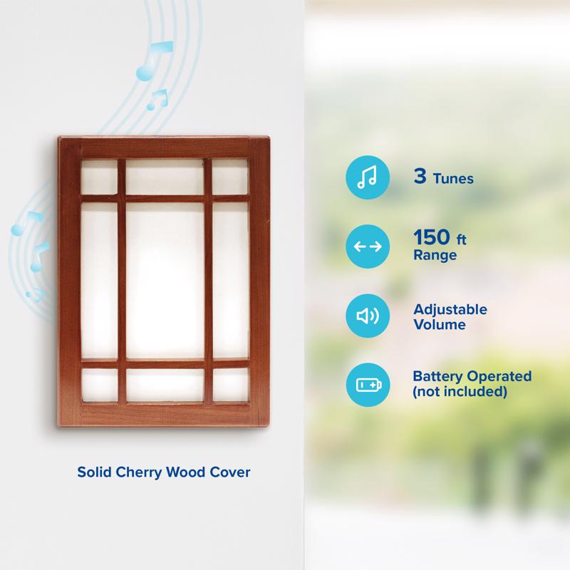 Heath Zenith Cherry Wood Wireless Door Chime Kit