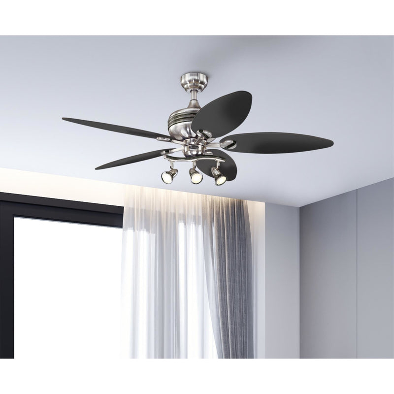 Westinghouse Xavier II 52 in. Brushed Nickel Graphite LED Indoor Ceiling Fan