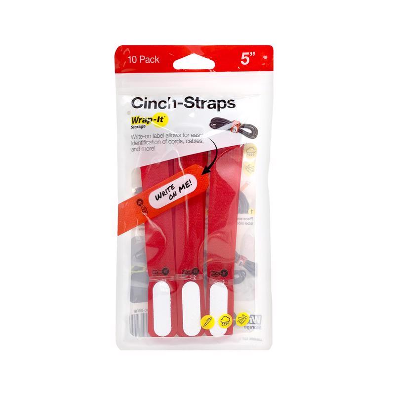 CINCH STRAP RED 5"L 10PK