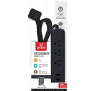Globe Electric Designer 6 ft. L 3 outlets Power Strip with USB Ports Black 300 J
