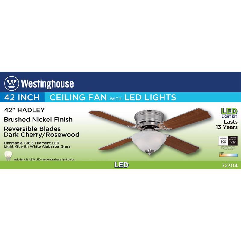 Westinghouse Hadley 42 in. Brushed Nickel Brown LED Indoor Ceiling Fan