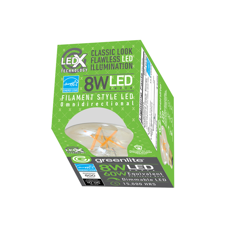 Greenlite A19 E26 (Medium) LED Bulb Amber 60 Watt Equivalence 1 pk