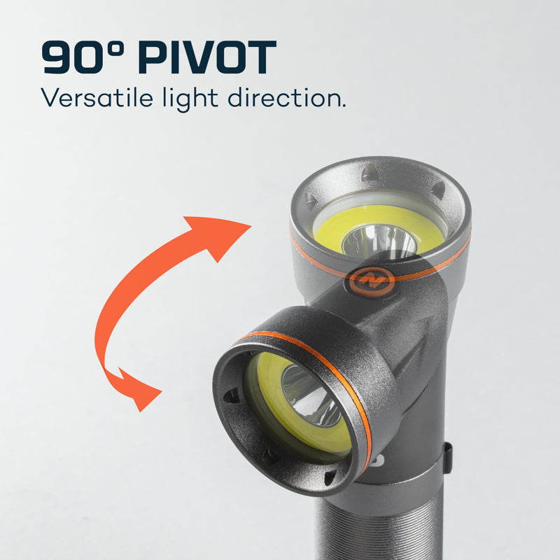 NEBO Franklin Pivot 300 lm Gray LED Right Angle Flashlight 18650 Battery