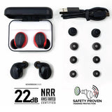 Plugfones Sovereign Duo 22 dB Nylon/Silicone/Soft Foam True Wireless Earplugs Black/Red 2 pair